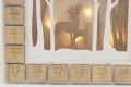 Dřevěný adventní kalendář s lesním motivem, 7 LED, baterie, časovač