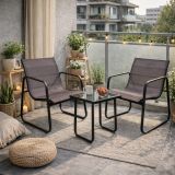 Zahradní relax set 2 křesla a stolek, ocel/textil, skládací