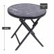 Zahradní bistro stolek, skládací, Ø 45 cm, černý mramor