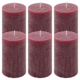 Bordó parafínová svíčka rustikální 11,5 cm, 40 h, sada 6 ks