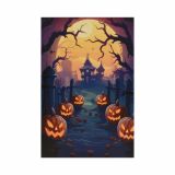Nástěnná malba Halloween strašidelný dům 9 LED, 60,5 x 40 cm
