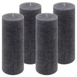 Antracit parafínová svíčka rustikální 20 cm, 90 h, sada 4 ks
