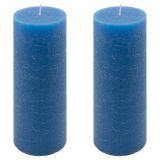 Modrá parafínová svíčka rustikální 20 cm, 90 h, sada 2 ks