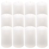 Bílá parafínová svíčka rustikální 11,5 cm, 40 h, sada 12 ks