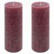 Bordó parafínová svíčka rustikální 20 cm, 90 h, sada 2 ks