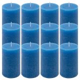 Modrá parafínová svíčka rustikální 11,5 cm, 40 h, sada 12 ks