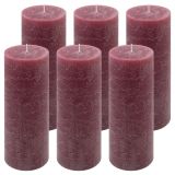 Bordó parafínová svíčka rustikální 20 cm, 90 h, sada 6 ks
