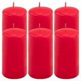 Červená parafínová svíčka 11,5 cm, 30 h hoření, sada 6 ks