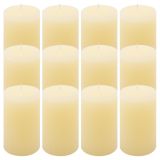 Krémová parafínová svíčka rustikální 11,5cm, 40h, sada 12 ks