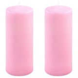 Růžová parafínová svíčka 20 cm, 80 h hoření, sada 2 ks
