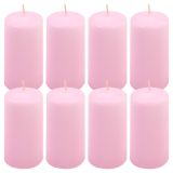 Růžová parafínová svíčka 10 cm, 20 h hoření, sada 8 ks