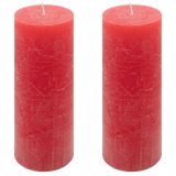 Červená parafínová svíčka rustikální 20 cm, 90 h, sada 2 ks