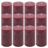 Bordó parafínová svíčka rustikální 11,5 cm, 40 h, sada 12 ks