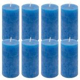 Modrá parafínová svíčka rustikální 10 cm, 25 h, sada 8 ks