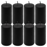 Černá parafínová svíčka 10 cm, 20 h hoření, sada 8 ks