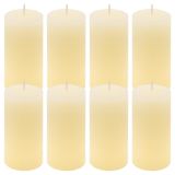 Krémová parafínová svíčka rustikální 10 cm, 25 h, sada 8 ks