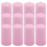Růžová parafínová svíčka 11,5 cm, 30 h hoření, sada 12 ks