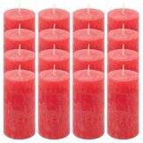Červená parafínová svíčka rustikální 10 cm, 25 h, sada 16 ks