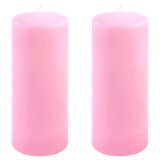 Růžová parafínová svíčka 25 cm, 180 h hoření, sada 2 ks