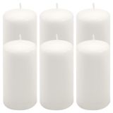 Bílá parafínová svíčka 11,5 cm, 30 h hoření, sada 6 ks