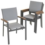 Sada zahradní stohovatelných kovových židlí, šedá, 4 ks