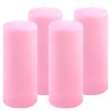 Růžová parafínová svíčka 25 cm, 180 h hoření, sada 4 ks