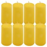 Žlutá parafínová svíčka 10 cm, 20 h hoření, sada 8 ks