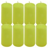 Světle zelená parafínová svíčka 10 cm, 20h hoření, sada 8 ks