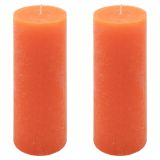 Oranžová parafínová svíčka rustikální 20 cm, 90 h, sada 2 ks