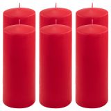 Červená parafínová svíčka 25 cm, 180 h hoření, sada 6 ks