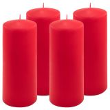 Červená parafínová svíčka 20 cm, 80 h hoření, sada 4 ks
