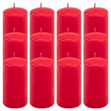 Červená parafínová svíčka 11,5 cm, 30 h hoření, sada 12 ks