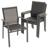 Sada zahradních židlí, antracit, 90 x 56,5 x 59,5 cm, 4 ks