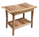 Koupelnová stolička DIVERO SECO s poličkou, teakové dřevo, neošetřené