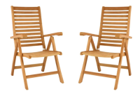 Skládací židle DIVERO, teakové dřevo, 2 kusy