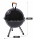 Mini gril na dřevěné uhlí s kotlíkem, černý kulatý, přenosný