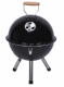 Mini gril na dřevěné uhlí s kotlíkem, černý kulatý, přenosný