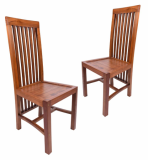 Jídelní židle DIVERO s teakovým  povrchem, 2 ks