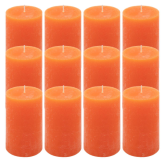 Oranžová parafínová svíčka rustikální 11,5 cm, 40 h,12 ks
