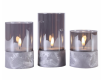 Sada 3 LED svíček ve skleněných dózách, podstavec, časovač