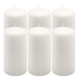 Bílá parafínová svíčka 15 cm, 65 h hoření, 6 ks