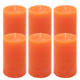 Oranžová parafínová svíčka rustikální 11,5 cm, 40 h, 6 ks
