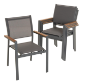 Zahradní stohovatelná kovová židle, antracit, sada 4 ks