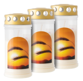 Plastová náhrobní svíčka "klas", sada 3 ks, 17 cm