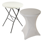 Párty stolek BISTRO vč. elastického potahu, světle šedá