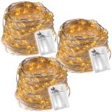 Sada 3 kusů světelných drátů 60 LED, teplá bílá