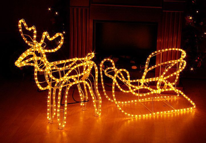 Světelná dekorace - vánoční sob, 140 cm, teple bílý
