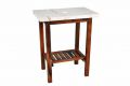 Koupelnový stolek pod umyvadlo DIVERO - teakové dřevo + mramorová deska bílá
