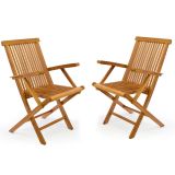 DIVERO skládací židle z týkového dřeva, 2 ks