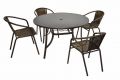 Bistro stolek a 4 židle z polyratanu Garth